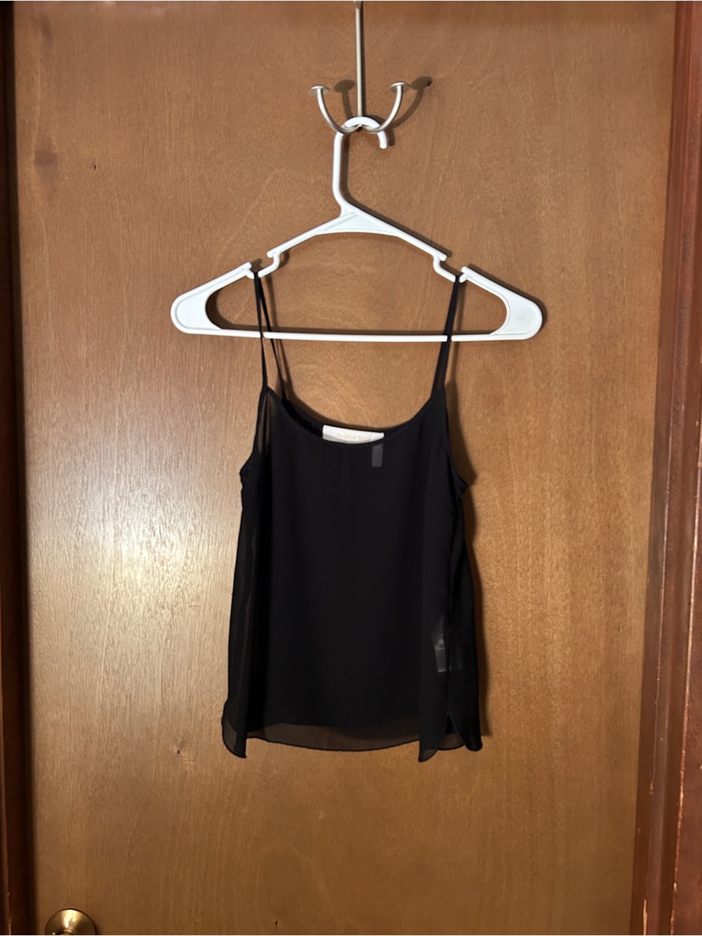 See By Chloe Black Sheer Layered Spaghetti-Strap Camisole Size 34